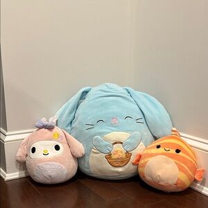 Squishmallow Set - Blue, Pink, Orange